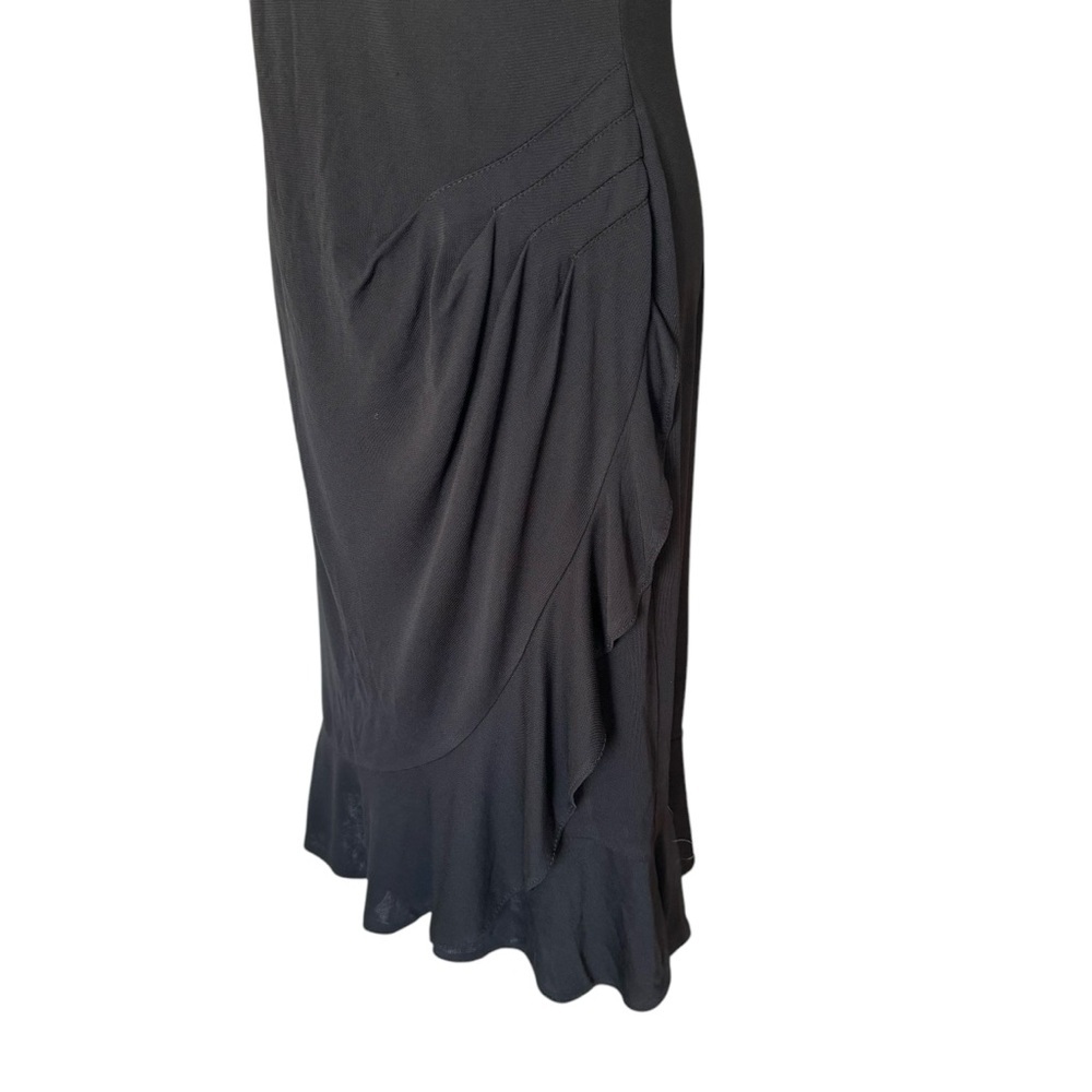 Vintage 90s Terry Paris Black Cocktail Evening Dress Draping Embroidery S M - Picture 5 of 11